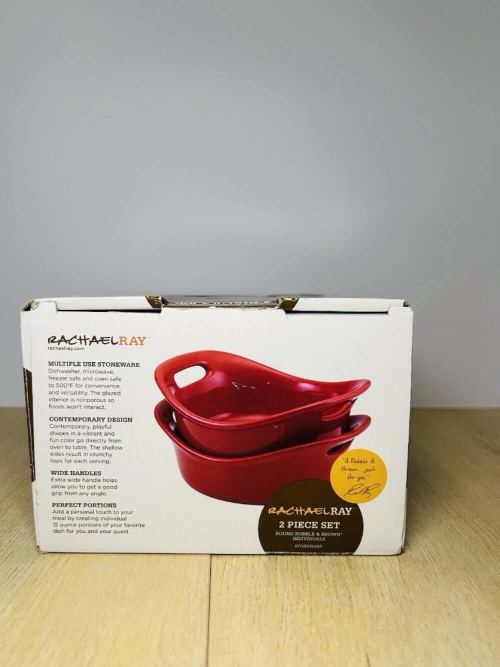 Rachel Ray 2-Piece Bubble & Brown Oven Round Bakeware Set Red - Picture 2 of 8